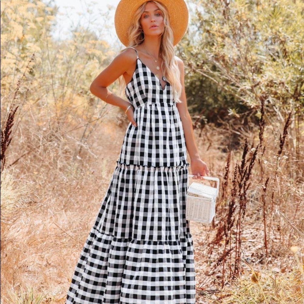 Vici Baker Cotton Gingham Maxi Dress